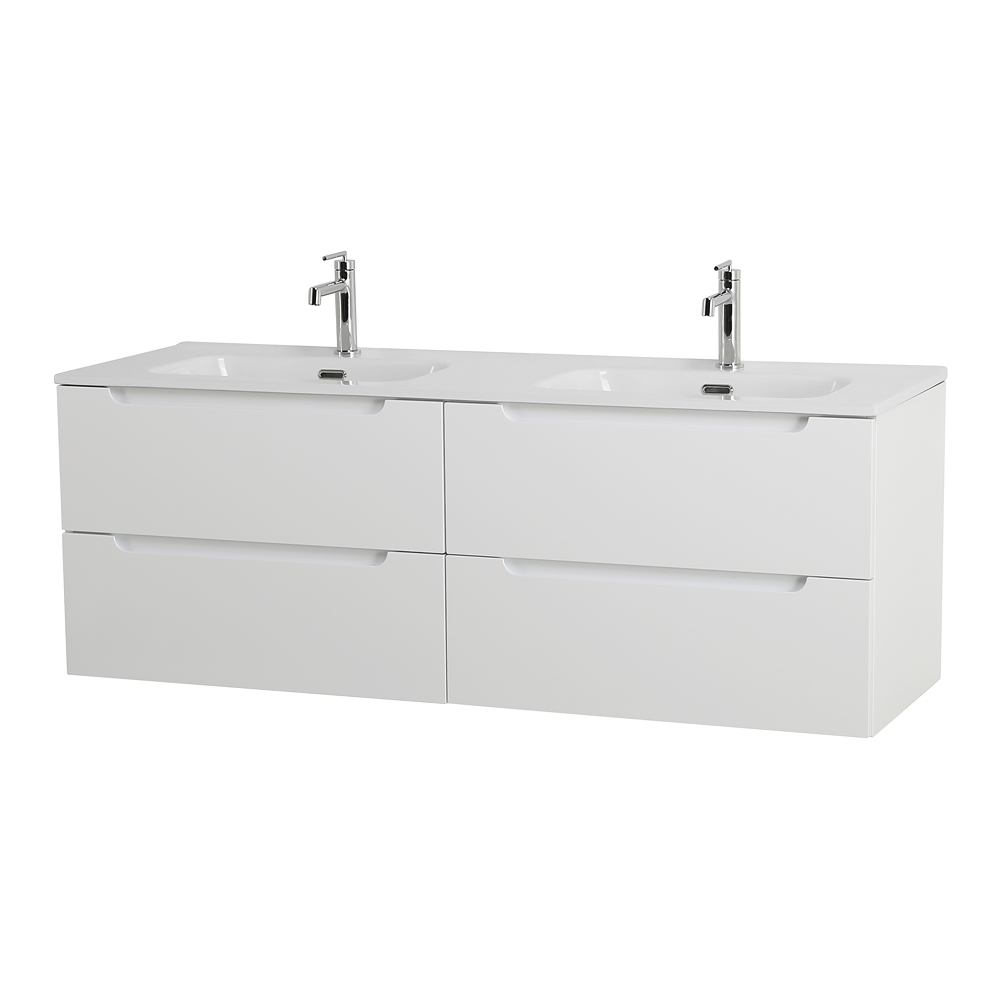 Тумба BelBagno ETNA-1200-4C-SO-2-BL с 2-й раковиной BelBagno BB1200-2-ETL, Bianco Lucido