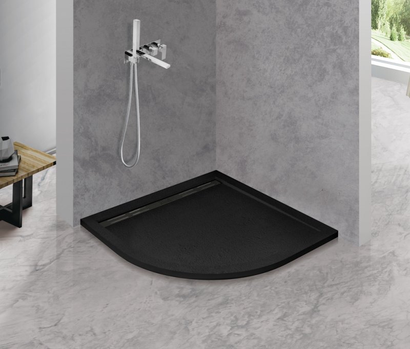 купить Поддон из искусственного мрамора 90х90 Cezares TRAY-AS-R-90-30-NERO без сифона 