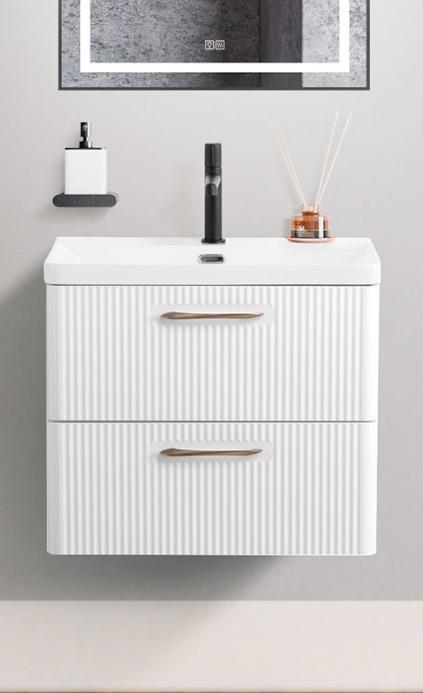 купить Подвесная тумба с раковиной Belbagno DUE 60 см Белый металлик DUE-600-2C-SO-BM-P + BB-8076-3-60 