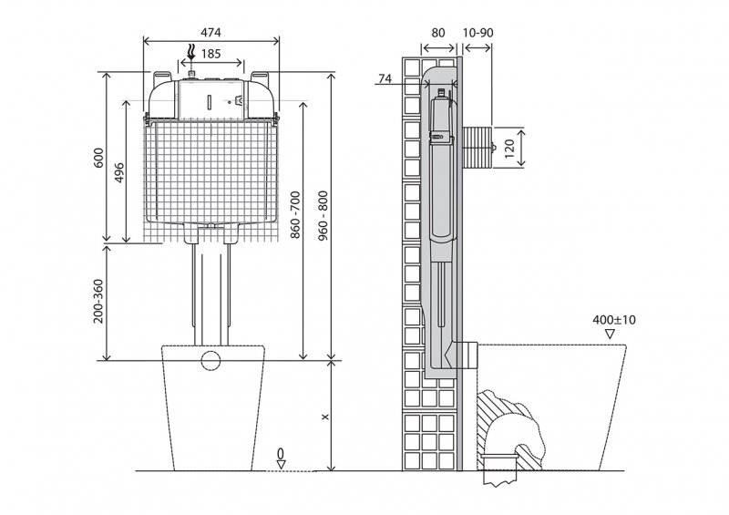 Бачок скрытого монтажа BelBagno для напольного унитаза BB025-CS