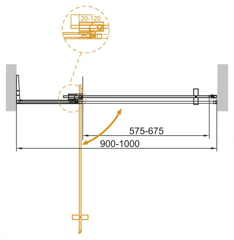 Дверь в проём Cezares SLIDER-B-1-90/100-C-Cr