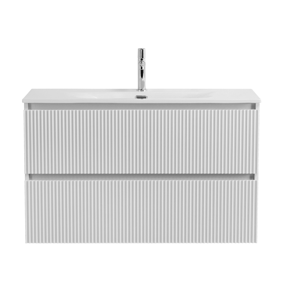 Тумба с раковиной подвесная BelBagno UNO-MINI-900-2C-SO-BO Bianco Opaco, раковина белая BB-8099-3-90