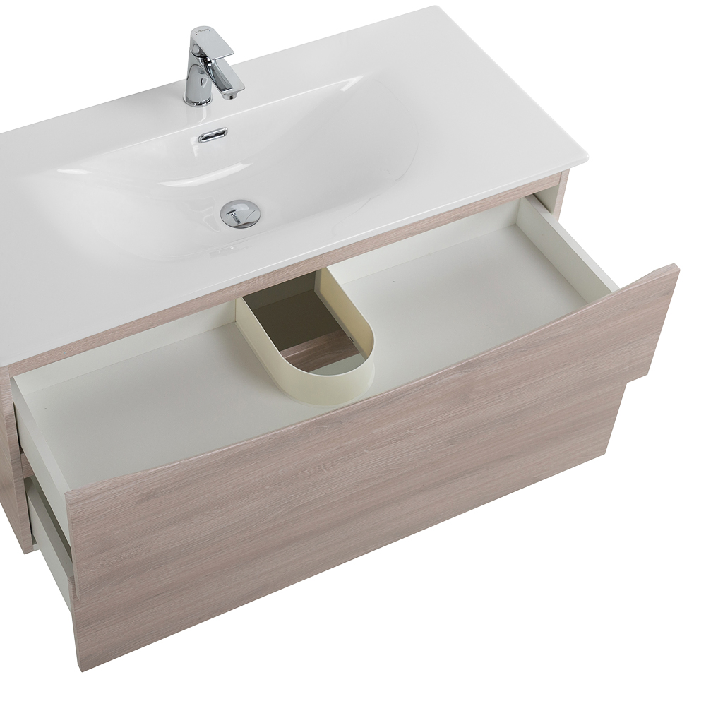 Тумба с раковиной подвесная BelBagno MARINO-CER-MINI-1000-2C-SO-RG-P Rovere Grigio, раковина белая BB-8099-3-100