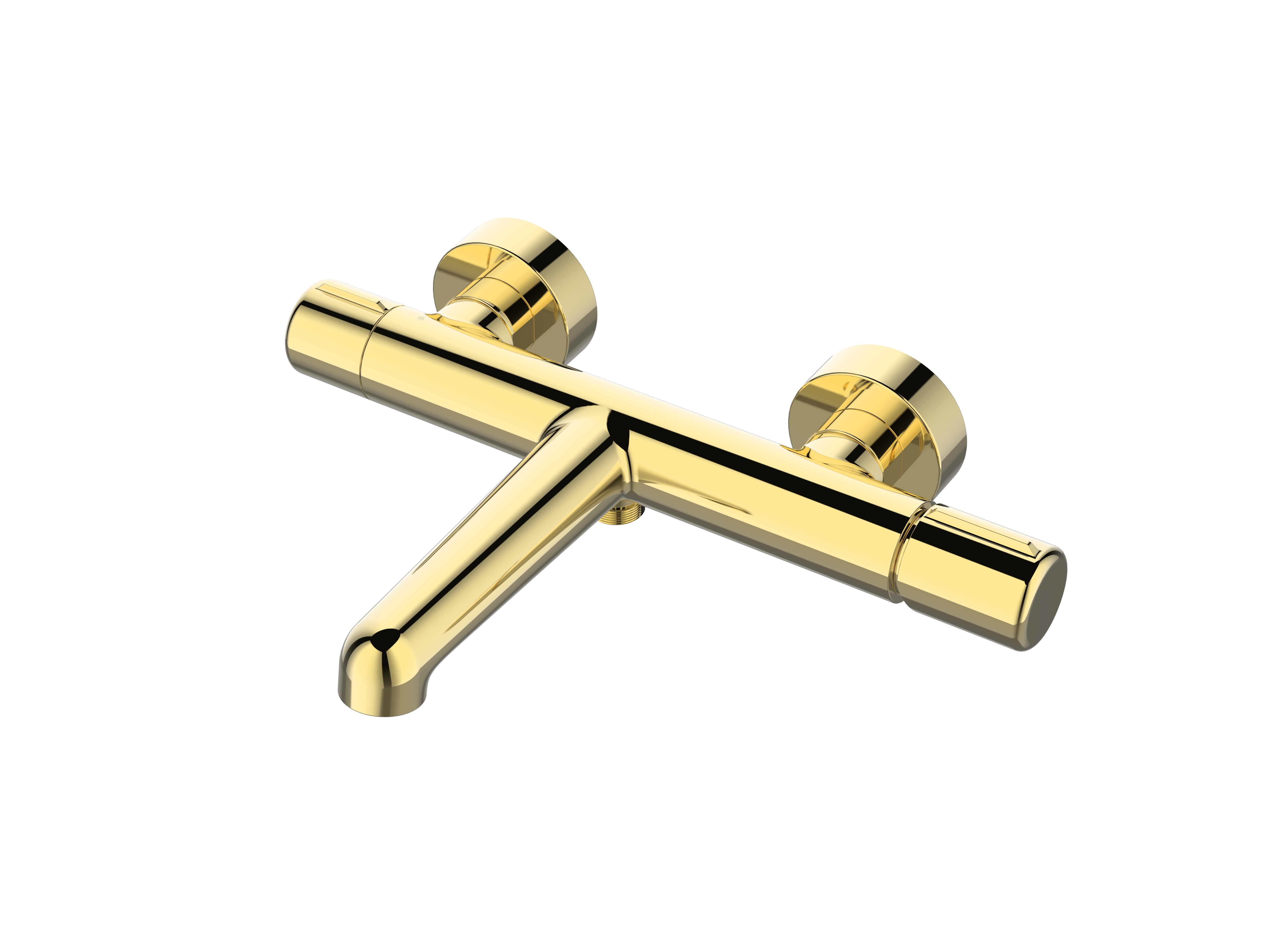 Смеситель для ванны и душа BelBagno UNO-VASM/DFS-ORO в комплекте с ручным душем, шлангом и держателем.