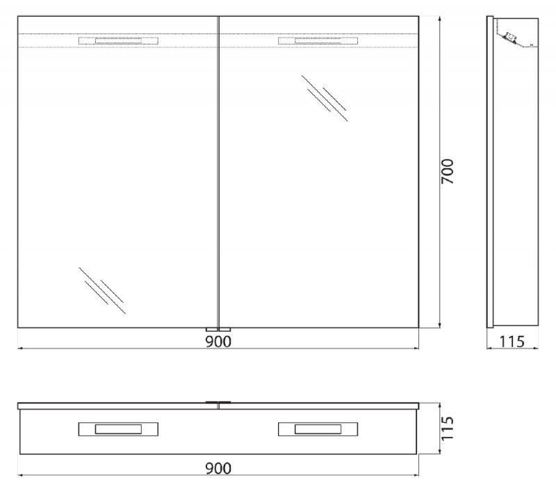 Зеркальный шкаф BelBagno SPC-2A-DL-BL-900