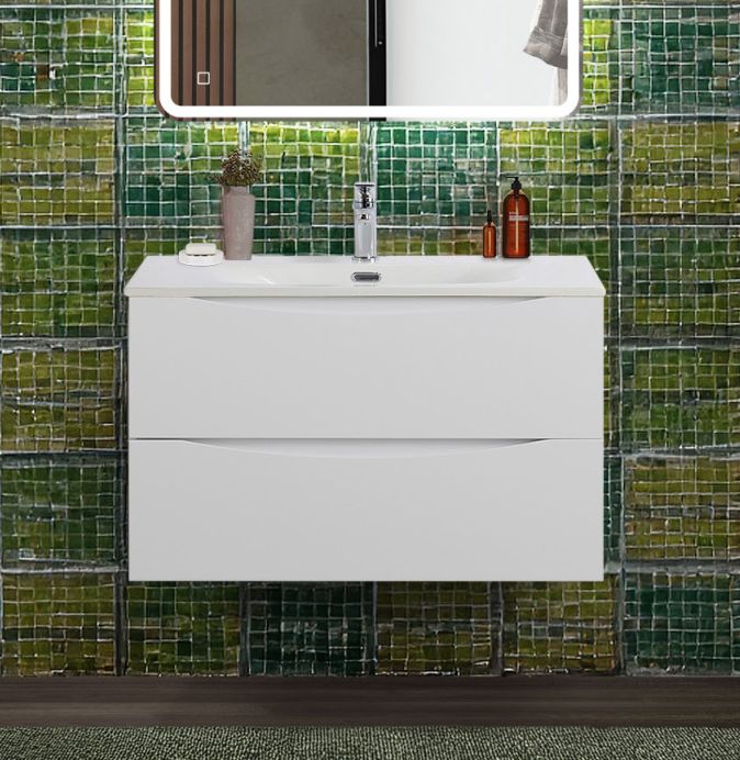 Тумба с раковиной подвесная BelBagno MARINO-CER-N-900-2C-SO-BL-P Bianco Lucido, раковина белая BB-8099-90