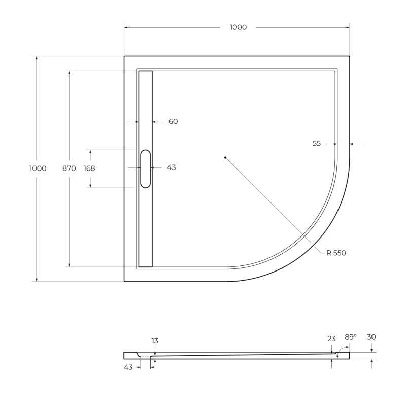 Поддон из искусственного мрамора 100х100 Cezares TRAY-AS-R-100-30-W без сифона
