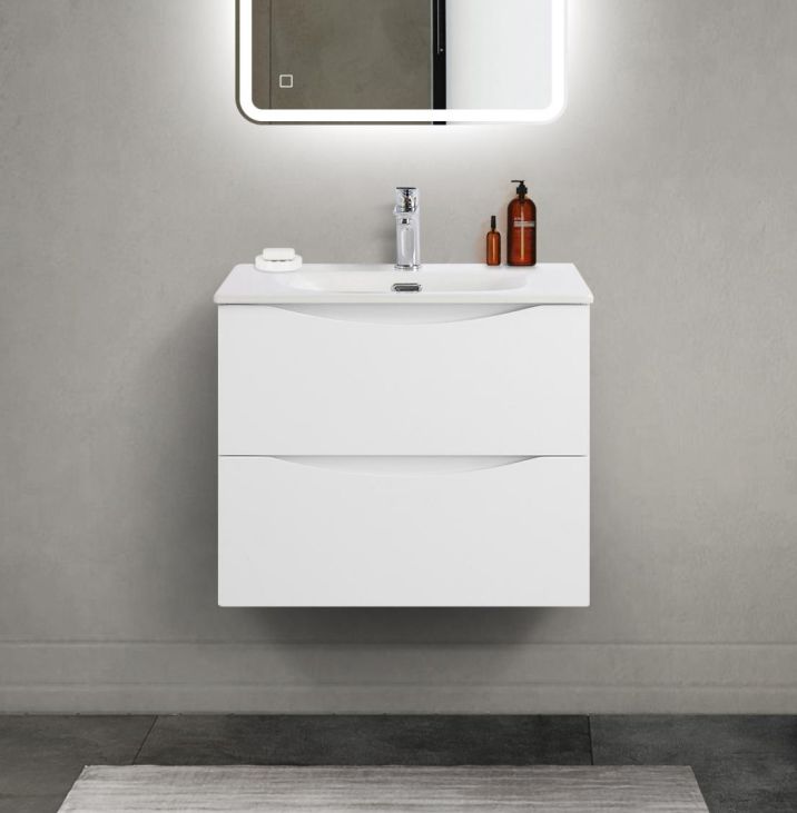 Тумба с раковиной подвесная BelBagno MARINO-CER-MINI-600-2C-SO-BO-P Bianco Opaco, раковина белая BB-8099-3-60