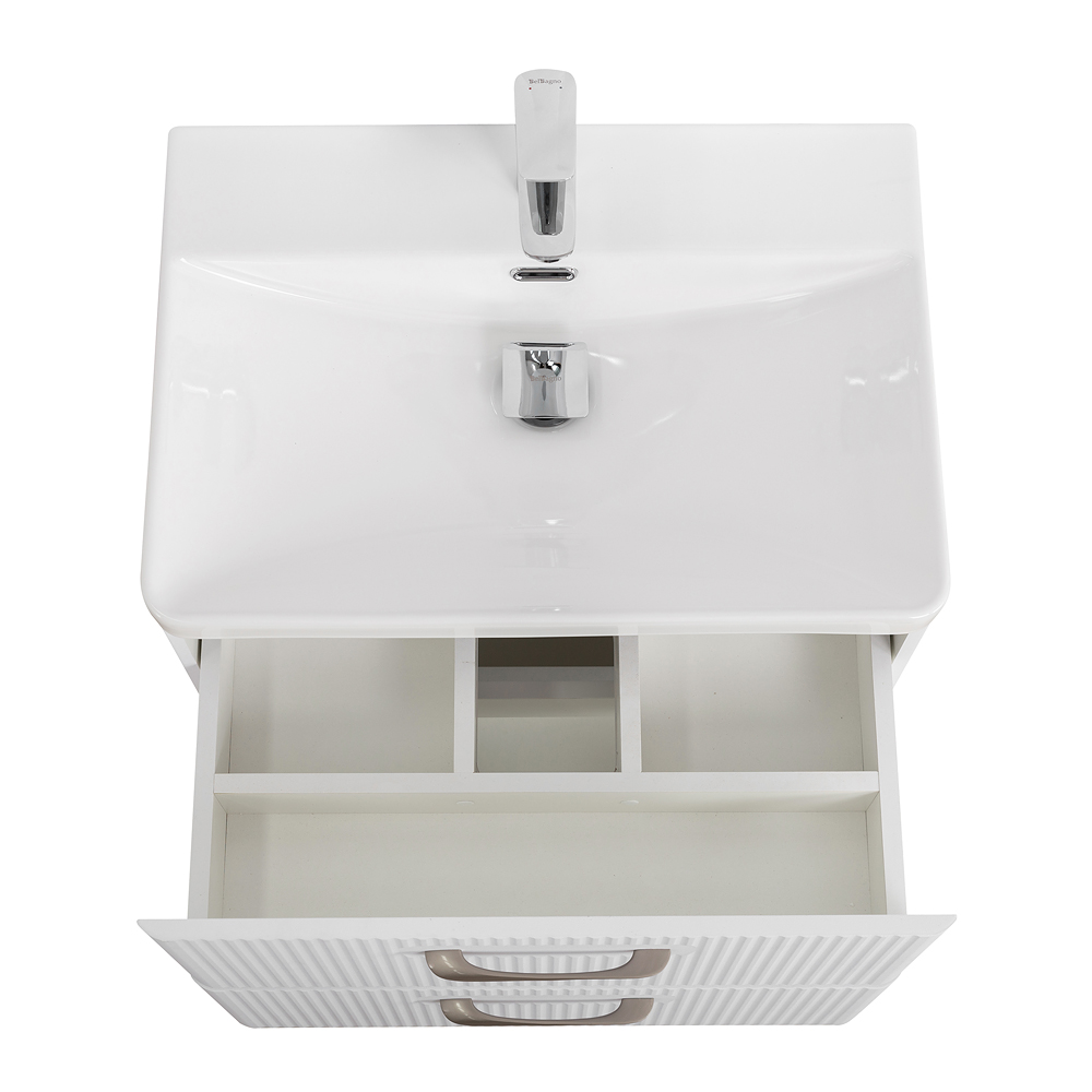 Подвесная тумба с раковиной Belbagno DUE 50 см Белый металлик DUE-500-2C-SO-BM-P + BB-8076-3-50