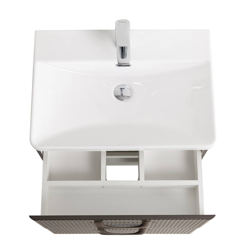 Подвесная тумба с раковиной Belbagno DUE 60 см Оружейная сталь DUE-600-2C-SO-GM-P + BB-8076-3-60