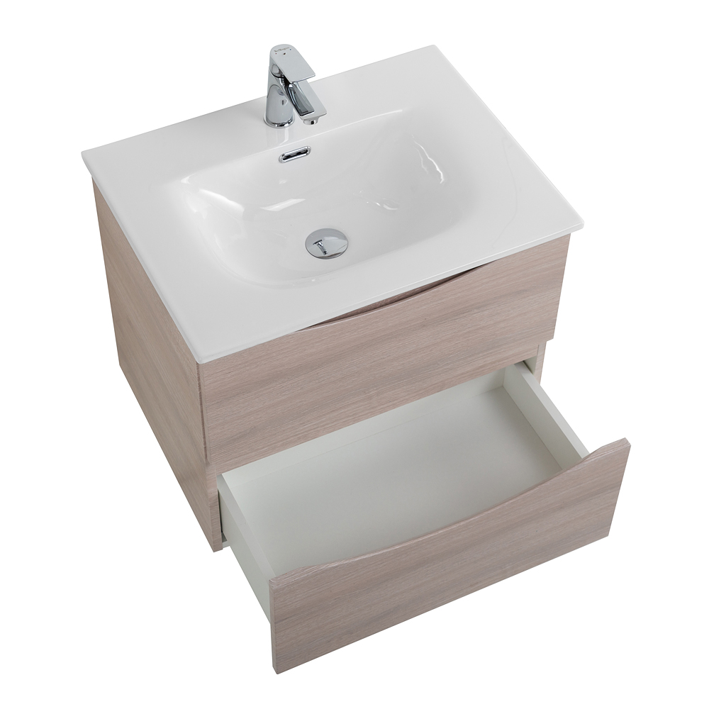 Тумба с раковиной подвесная BelBagno MARINO-CER-N-600-2C-SO-RG-P Rovere Grigio, раковина белая BB-8099-60