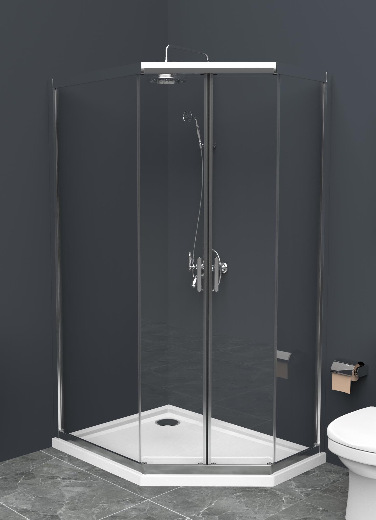 Душевой уголок BelBagno UNO-195-PH-2-120/90-C-Cr