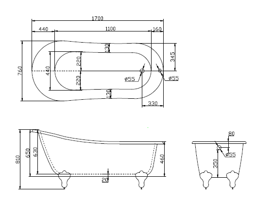 Ванна акриловая отдельностоящая BelBagno BB06-1700