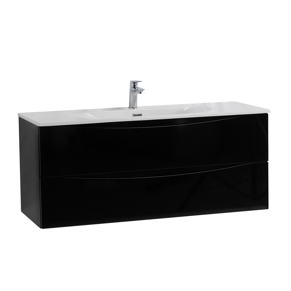 Тумба с раковиной подвесная BelBagno MARINO-CER-N-1200-2C-SO-NL-P Nero Lucido, раковина белая BB-8099-120