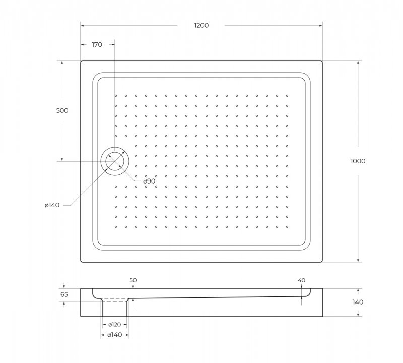 Акриловый поддон 120х100 BelBagno TRAY-BB-AH-120/100-15-W с сифоном