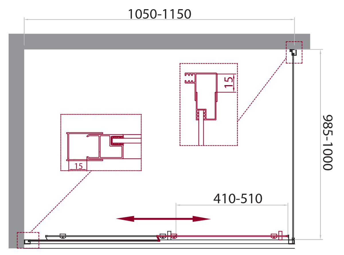 Душевой уголок BelBagno UNIQUE-AH-1-100/115-100-C-Cr