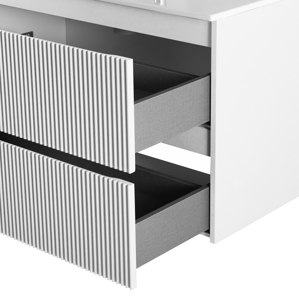 Тумба с раковиной подвесная BelBagno UNO-MINI-900-2C-SO-BO Bianco Opaco, раковина белая BB-8099-3-90