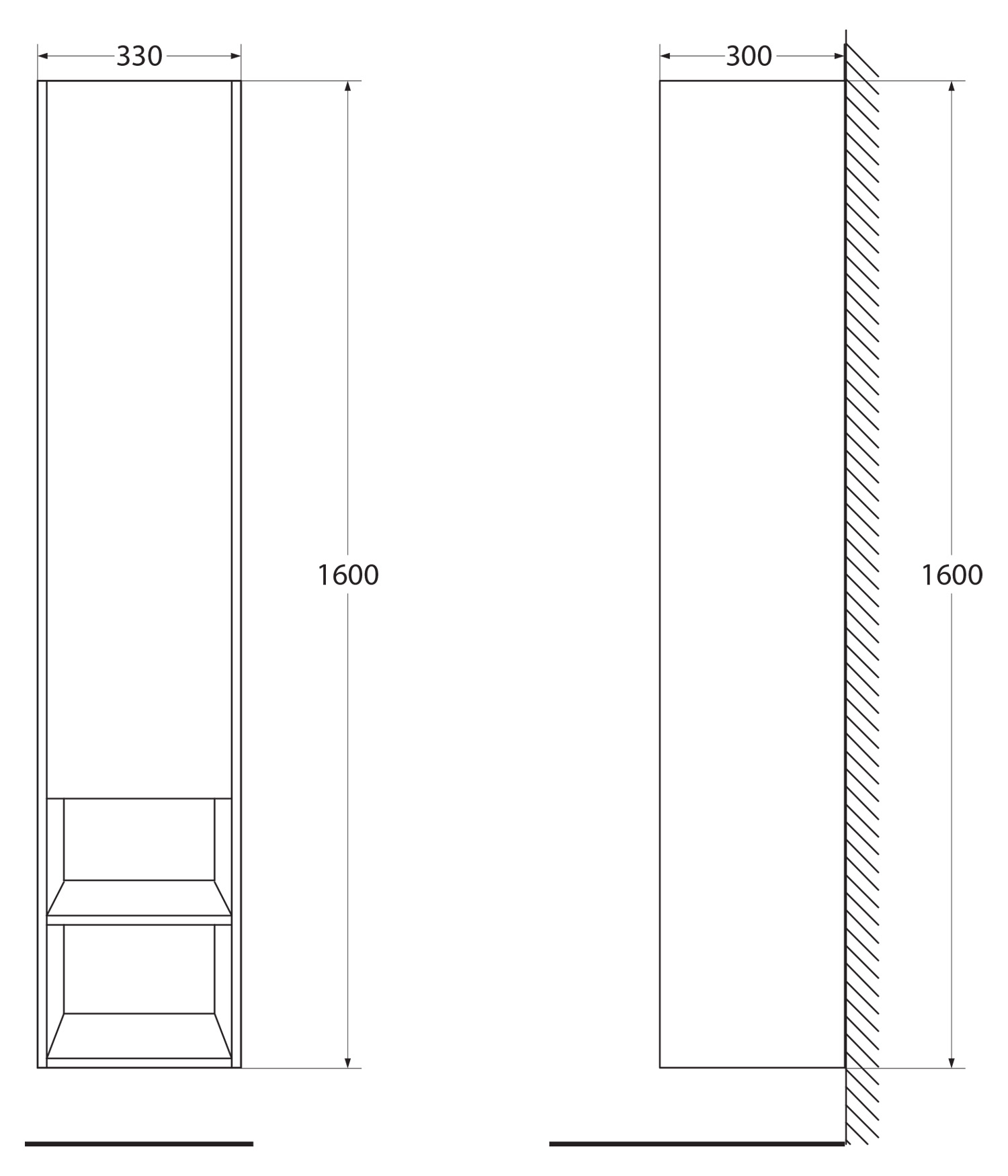 Шкаф подвесной правосторонний с открытой полкой BelBagno KRAFT-1600-1A-SC-RT-R