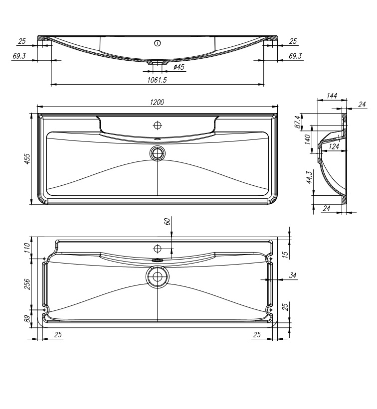 Раковина из литьевого мрамора BB1200/455-LV-MR-ALR