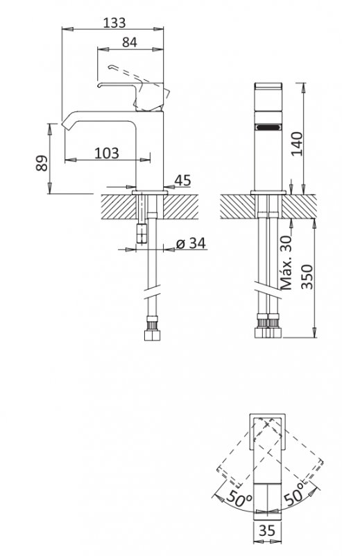 Cмеситель для раковины CEZARES PORTA-LS1-01-W0