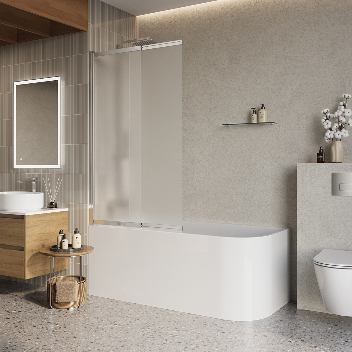 купить Шторка на ванну BelBagno LUCE-VF-11-90/145-P-Cr 