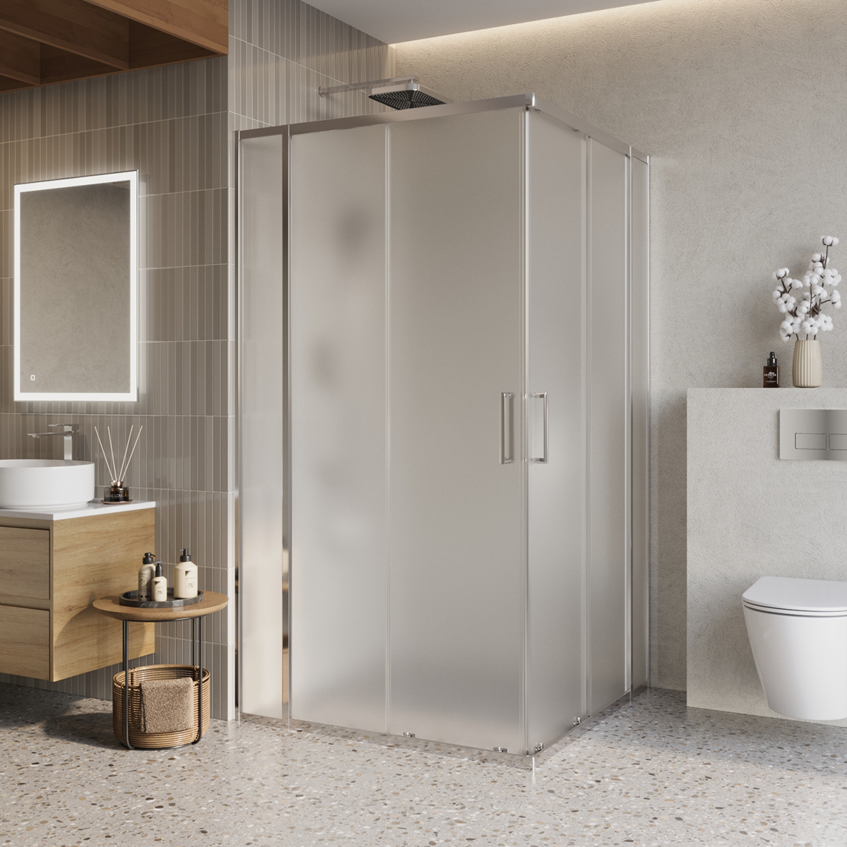 Душевой уголок BelBagno LUCE-A-22-90+20-P-Cr
