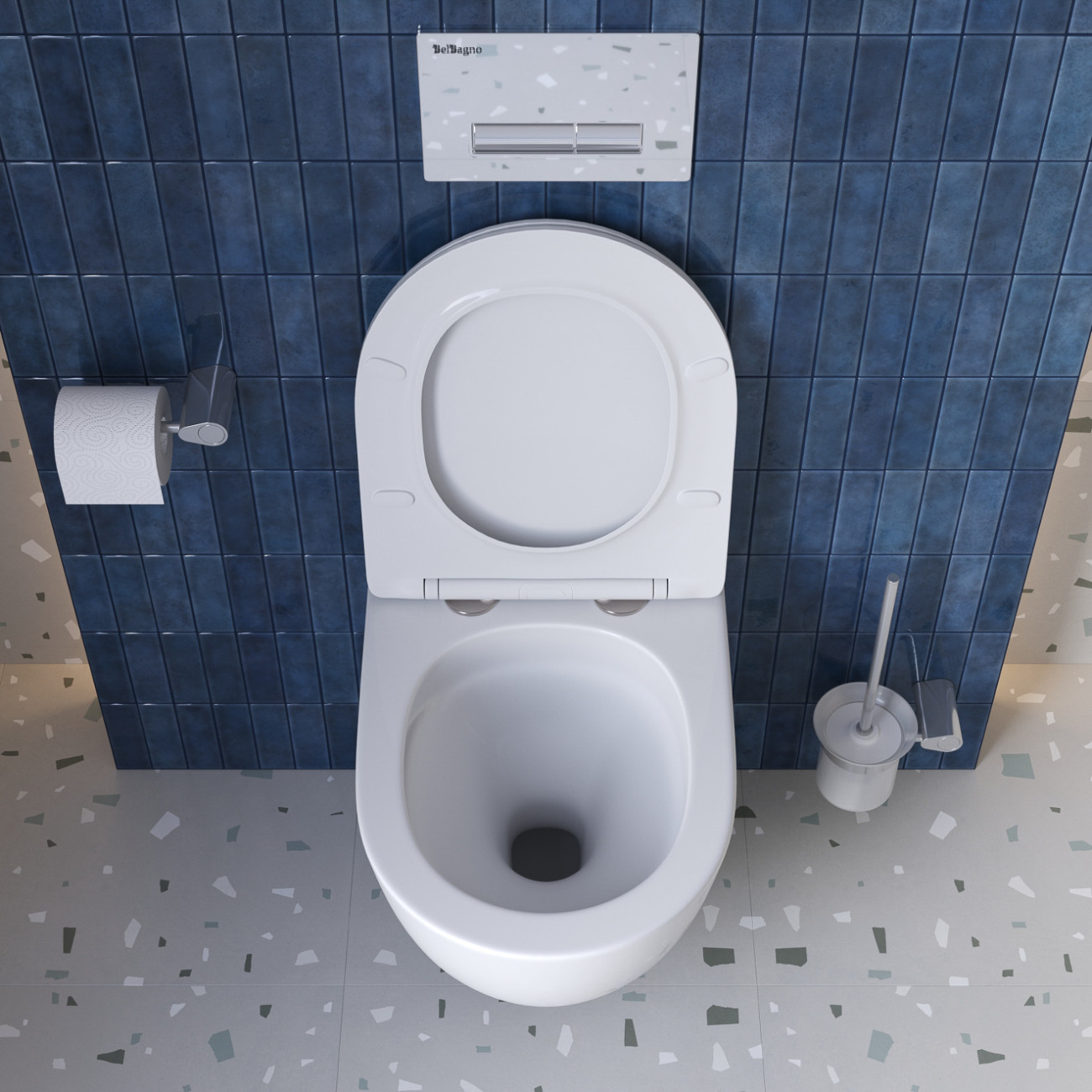 Унитаз подвесной безободковый с сиденьем и смывом TORNADO BelBagno SFERA-TOR BB046CH-TOR/SC
