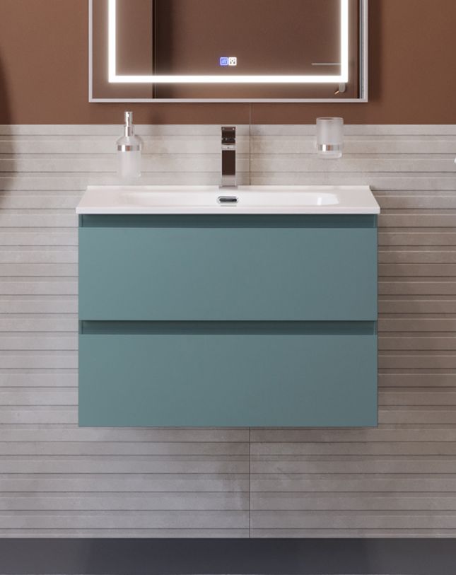 купить Тумба с раковиной подвесная BelBagno KRAFT-600-2C-SO-AO Голубой матовый, раковина белая BB600ETL 
