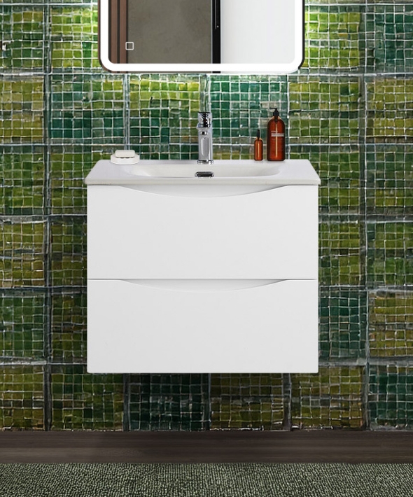 Тумба с раковиной подвесная BelBagno MARINO-CER-N-600-2C-SO-BL-P Bianco Lucido, раковина белая BB-8099-60
