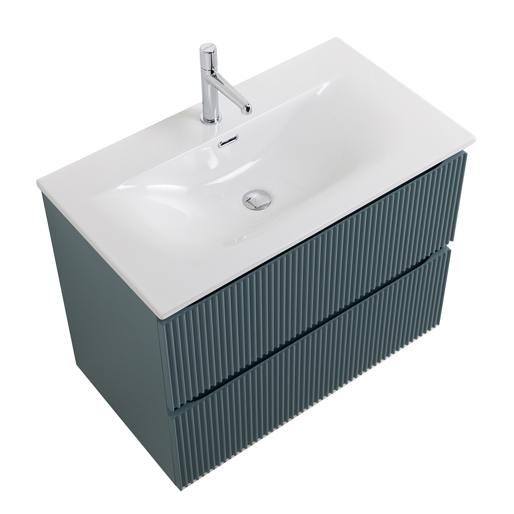 Тумба с раковиной подвесная BelBagno UNO-900-2C-SO-AO Голубой матовый, раковина белая BB-8099-90