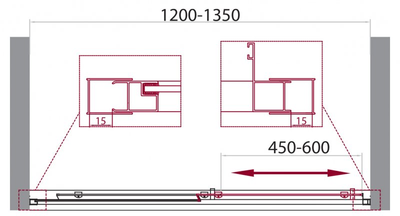 Дверь в проём BelBagno UNIQUE-BF-1-120/135-P-Cr