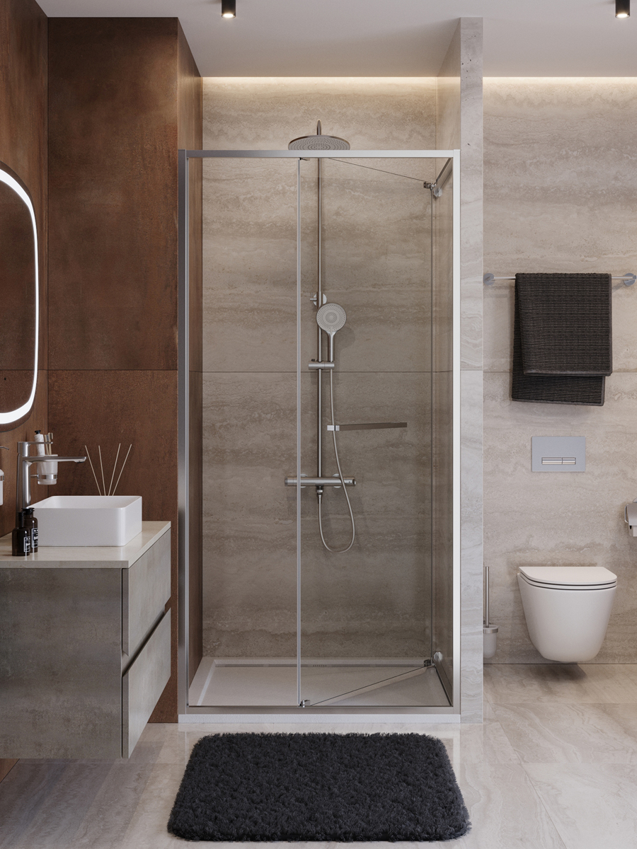 Душевая дверь Cezares LUX-B-FS-1-100-C-CR, 100х195, профиль хром, стекло прозрачное
