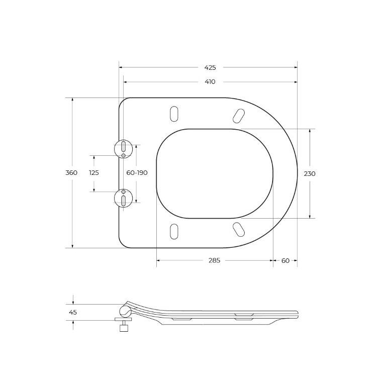 Унитаз подвесной безободковый c сиденьем BelBagno LOTO BB070CHR/SC