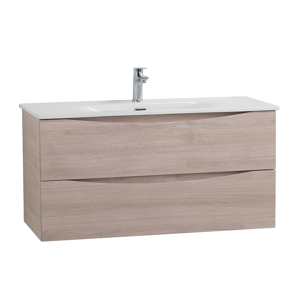 Тумба с раковиной подвесная BelBagno MARINO-CER-N-1000-2C-SO-RG-P Rovere Grigio, раковина белая BB-8099-100