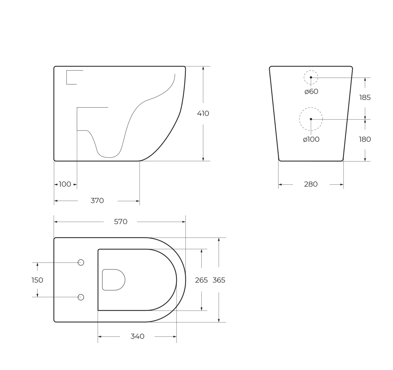Унитаз безободковый приставной BelBagno SFERA-R BB2141CBR