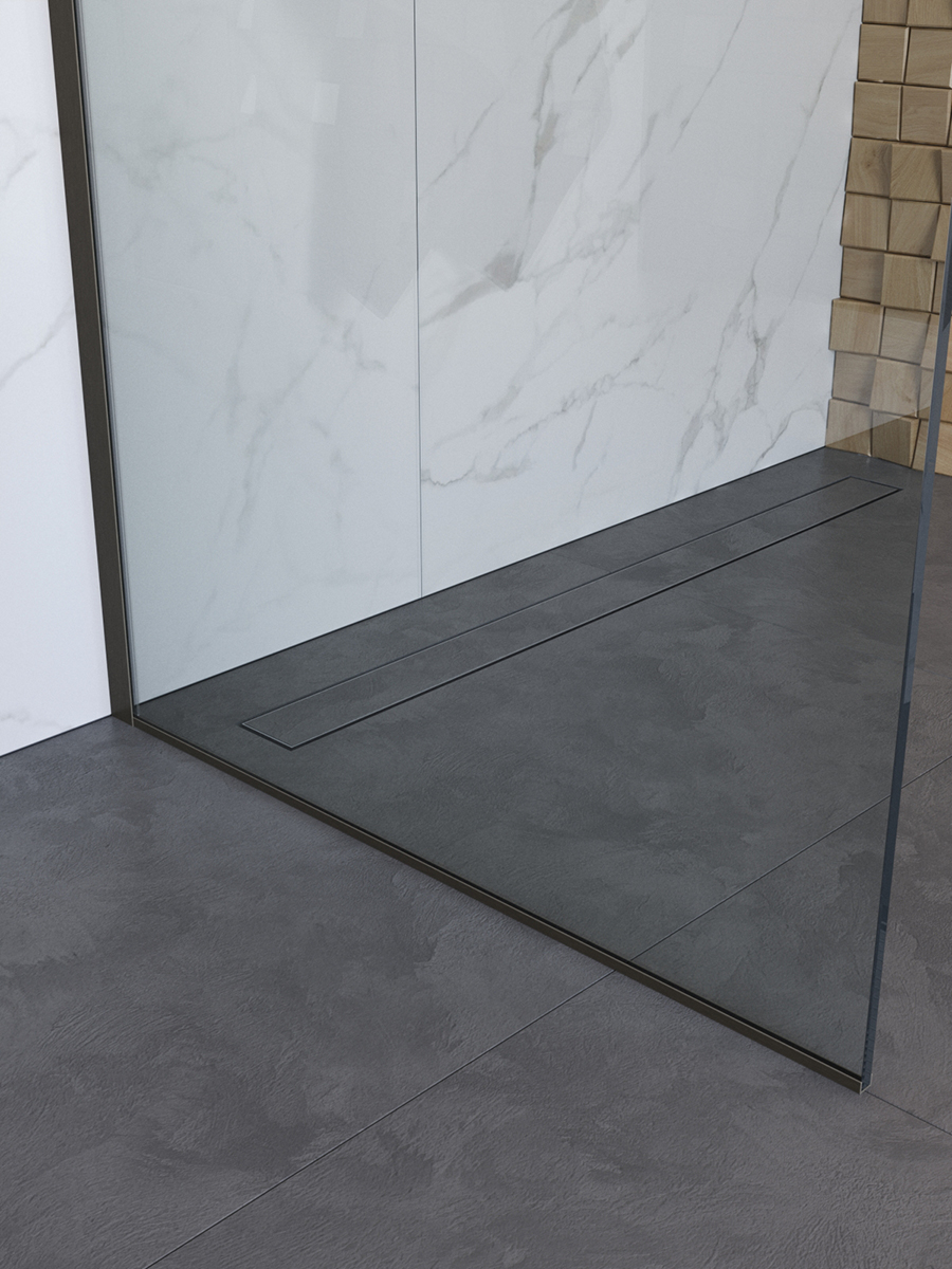 Душевая перегородка BelBagno UNO-L-1-TB-60-C-GM профиль оружейная сталь, стекло прозрачное
