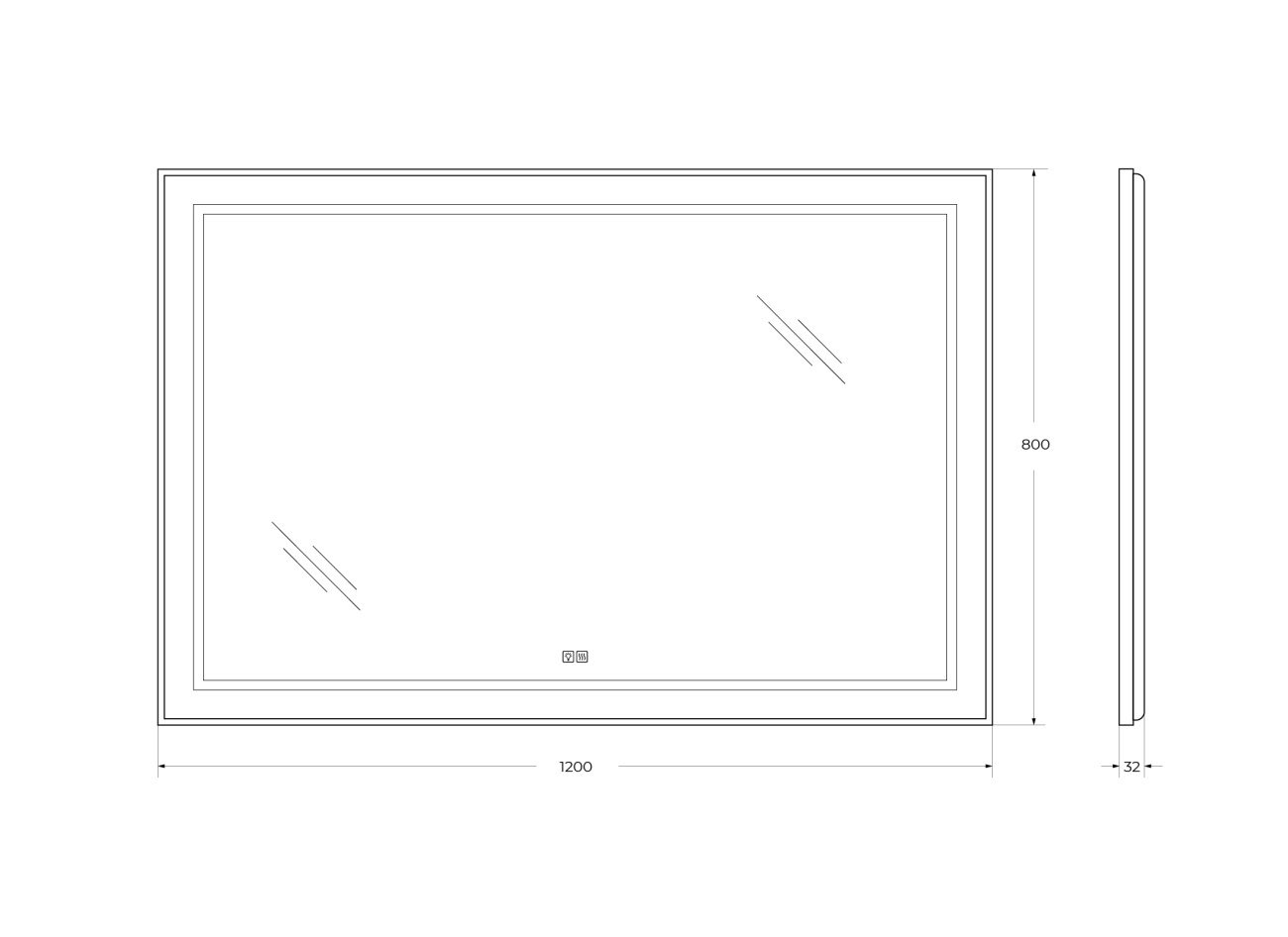 Зеркало BelBagno SPC-KRAFT-1200-800-LED-TCH-WARM-NERO