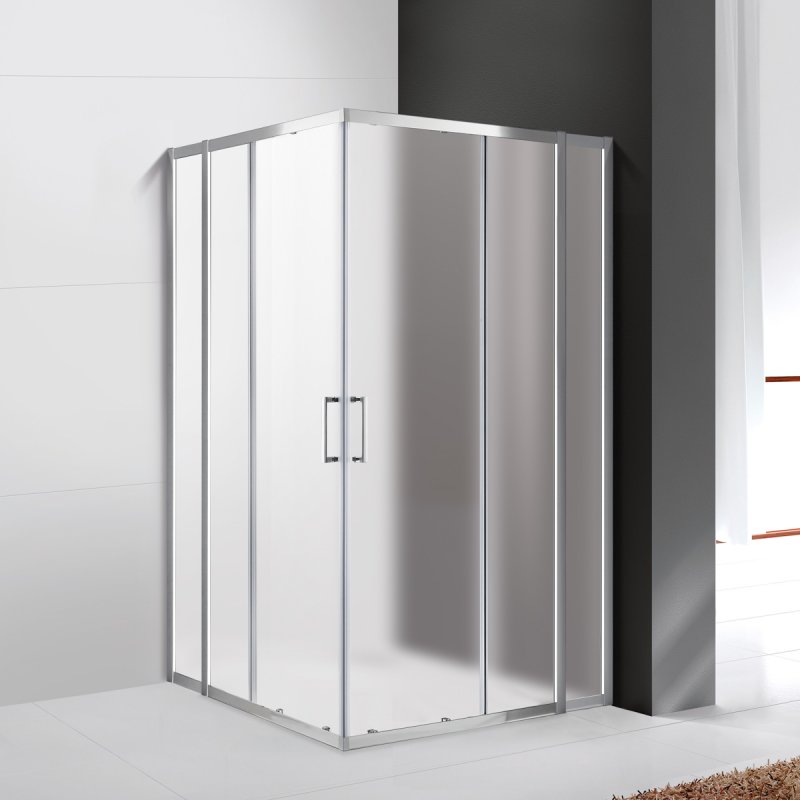 купить Душевой уголок Cezares MOLVENO-A-22-100+20-P-Cr, 120х120х195, профиль хром, стекло Punto матовое 
