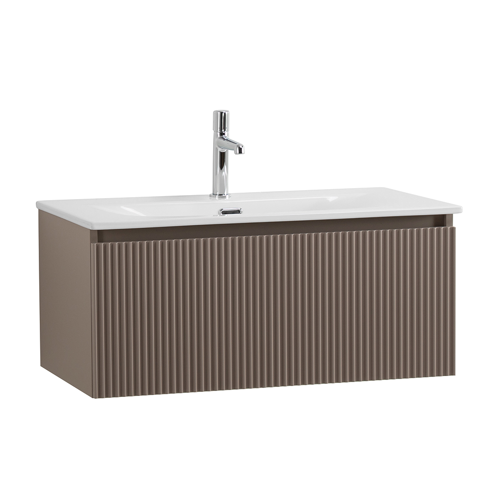 Тумба с раковиной подвесная BelBagno UNO-800-1C-SO-СO Бежевый матовый, раковина белая BB-8099-80