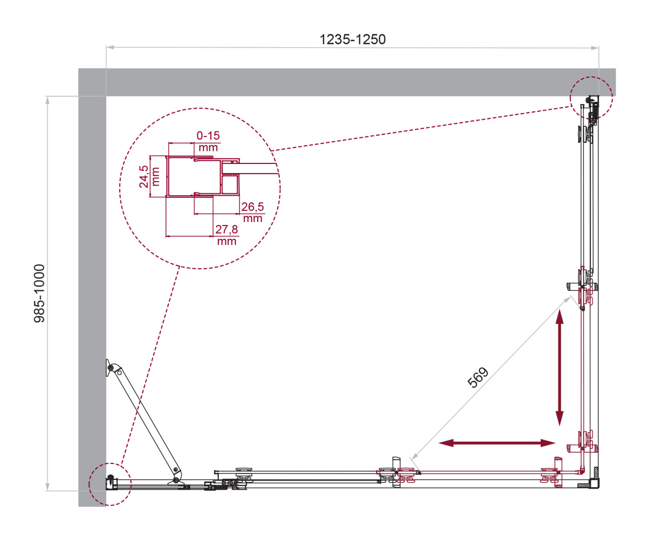 Душевой уголок BelBagno LUCE-AH-21-125/100-C-Cr
