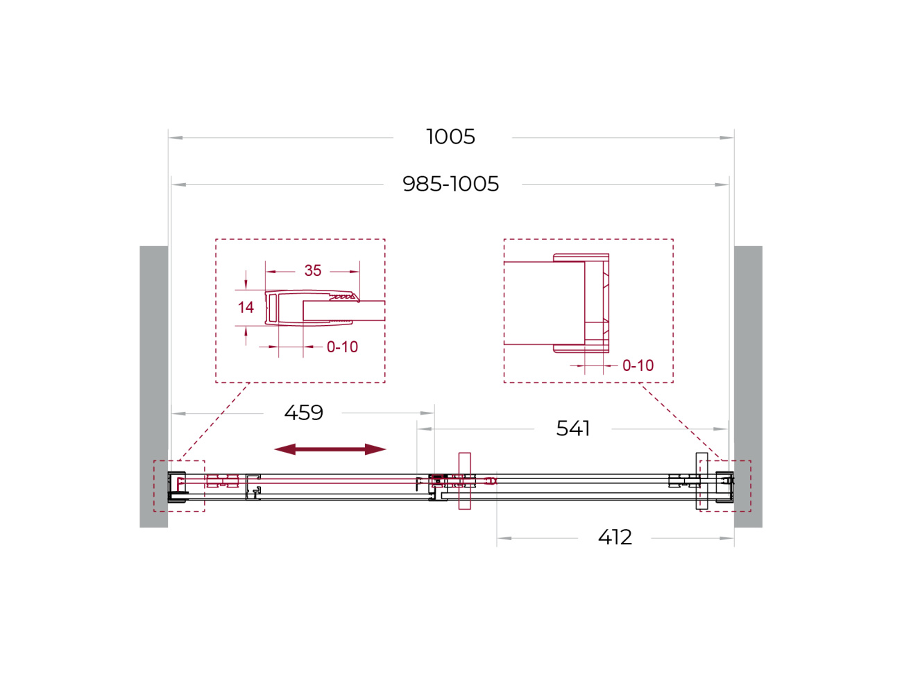 Душевая дверь шириной 100см BelBagno SOFT_CLOSE-1-BF-1-100-C-Cr профиль хром, стекло прозрачное