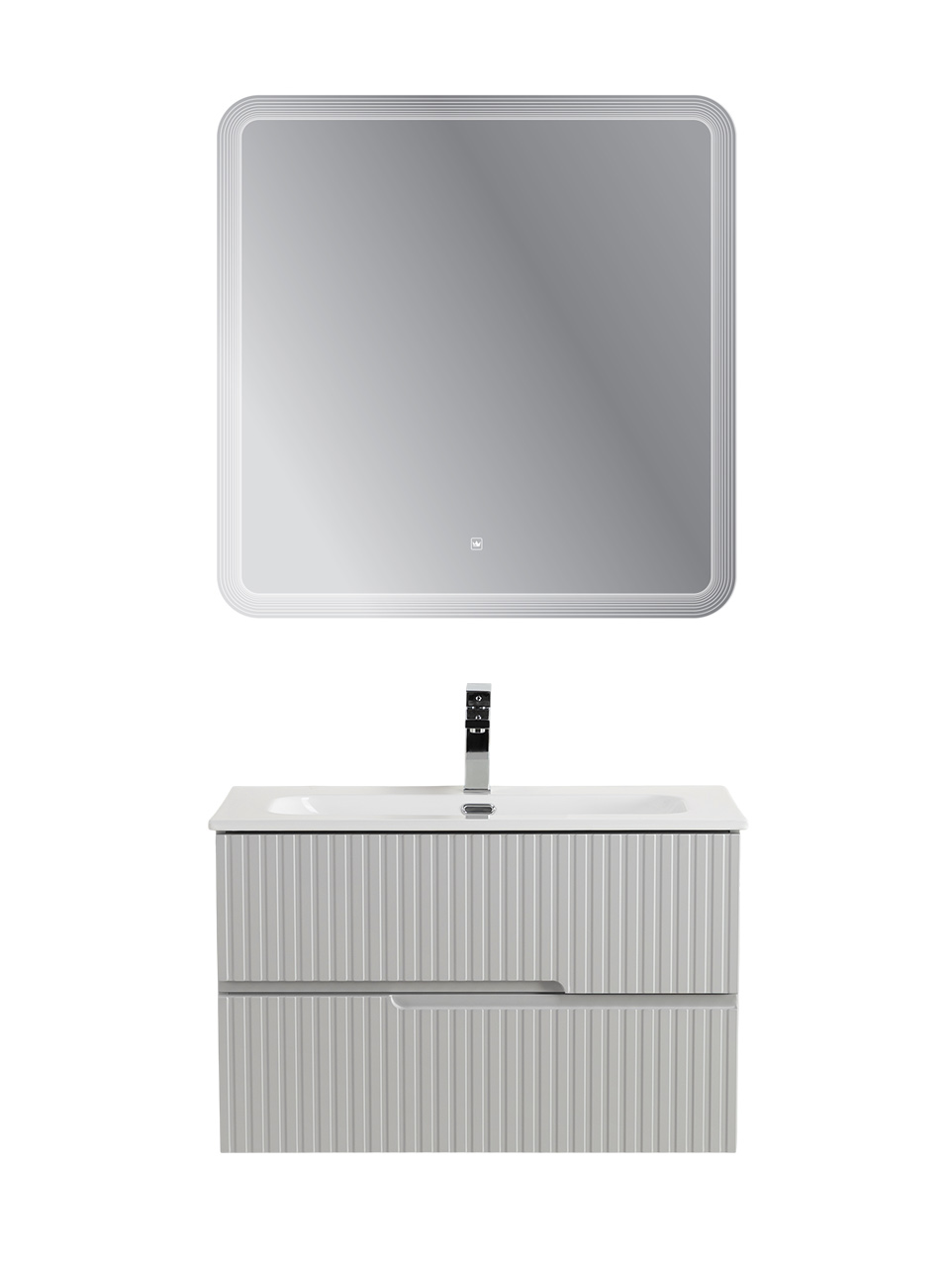 Тумба подвесная CEZARES DUET-N-800-2C-SO-GPR-P с раковиной CZR-8073-80, серый жемчужный