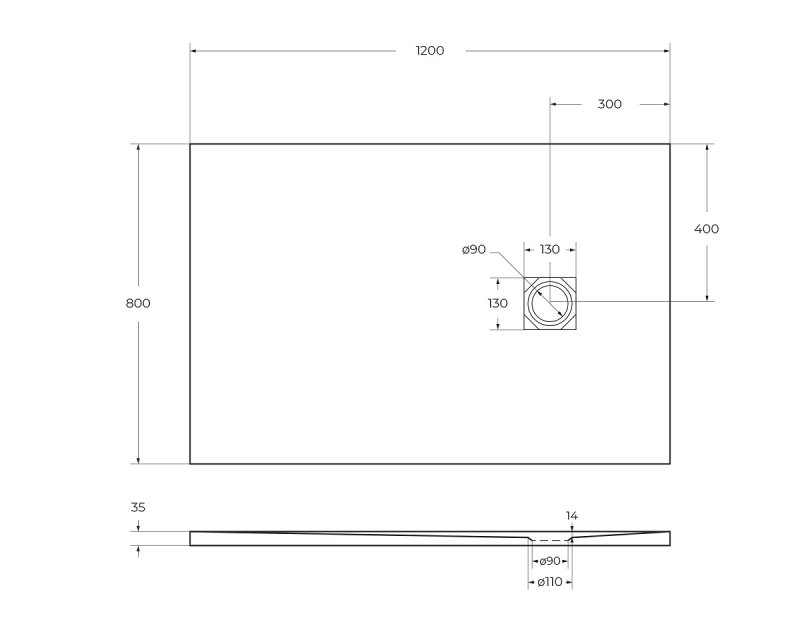 Поддон из искусственного мрамора Belbagno TRAY-MR-UNO-AH-120/80-35-NERO-CR