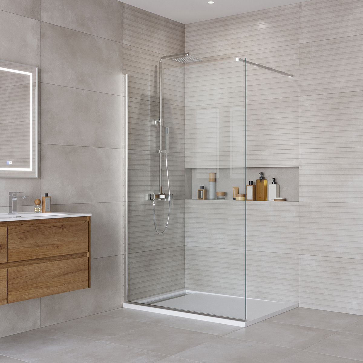 купить Душевая перегородка BelBagno KRAFT-L-1-120-C-Cr 