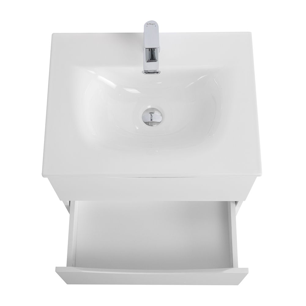 Тумба с раковиной подвесная BelBagno MARINO-CER-N-600-2C-SO-BO-P Bianco Opaco, раковина белая BB-8099-60