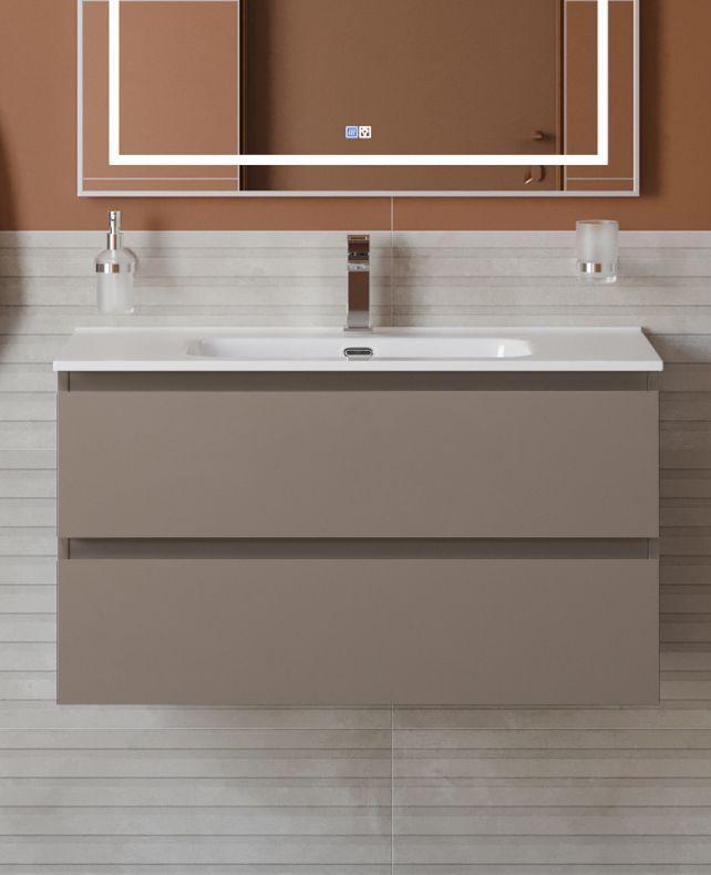 купить Тумба с раковиной подвесная BelBagno KRAFT-900-2C-SO-CO Бежевый матовый, раковина белая BB900ETL 