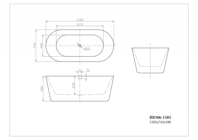 Ванна акриловая отдельностоящая BelBagno BB306-1585