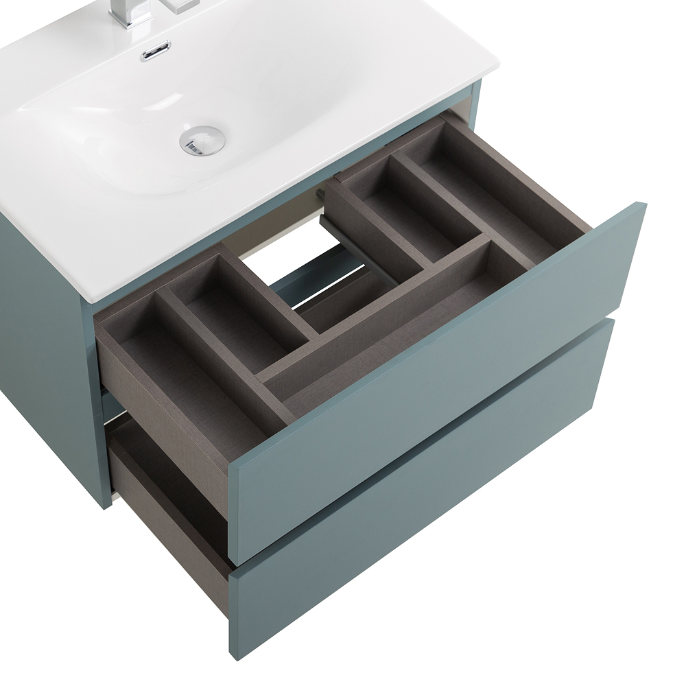 Тумба с раковиной подвесная BelBagno KRAFT-600-2C-SO-AO Голубой матовый, раковина белая BB-8099-60