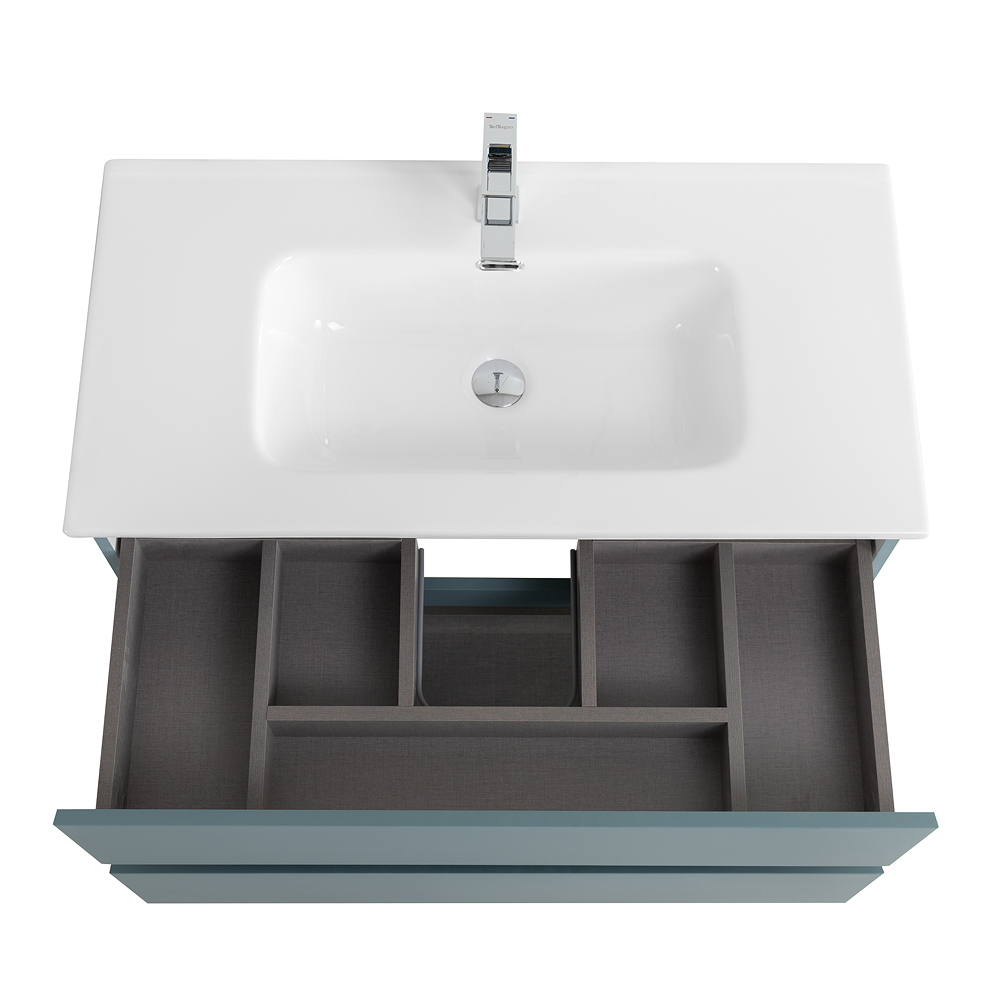Тумба с раковиной подвесная BelBagno KRAFT-800-2C-SO-AO Голубой матовый, раковина белая BB800ETL