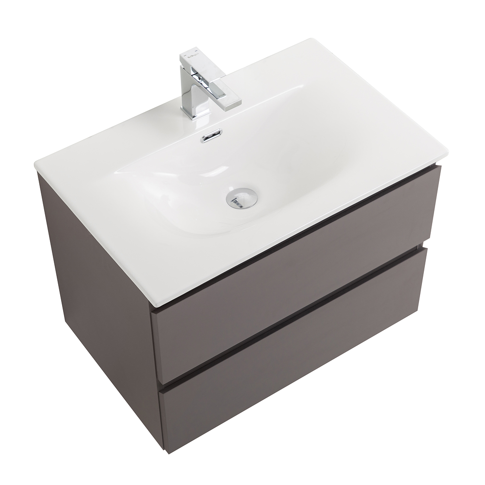 Тумба с раковиной подвесная BelBagno KRAFT-600-2C-SO-GSO Темно-Серый матовый, раковина белая BB-8099-60